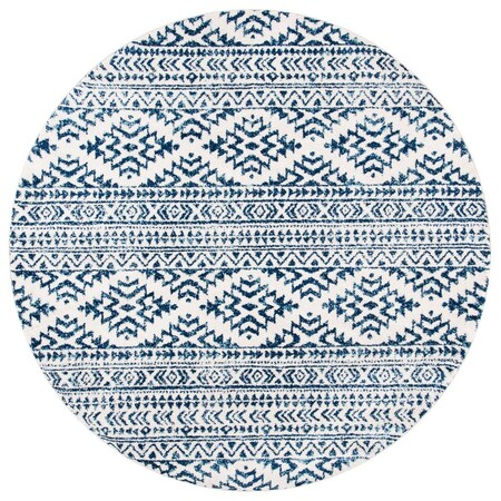 Safavieh 10 x 10 ft. Tulum Power Loomed Round Area Rug; Ivory & Navy TUL272D-10R